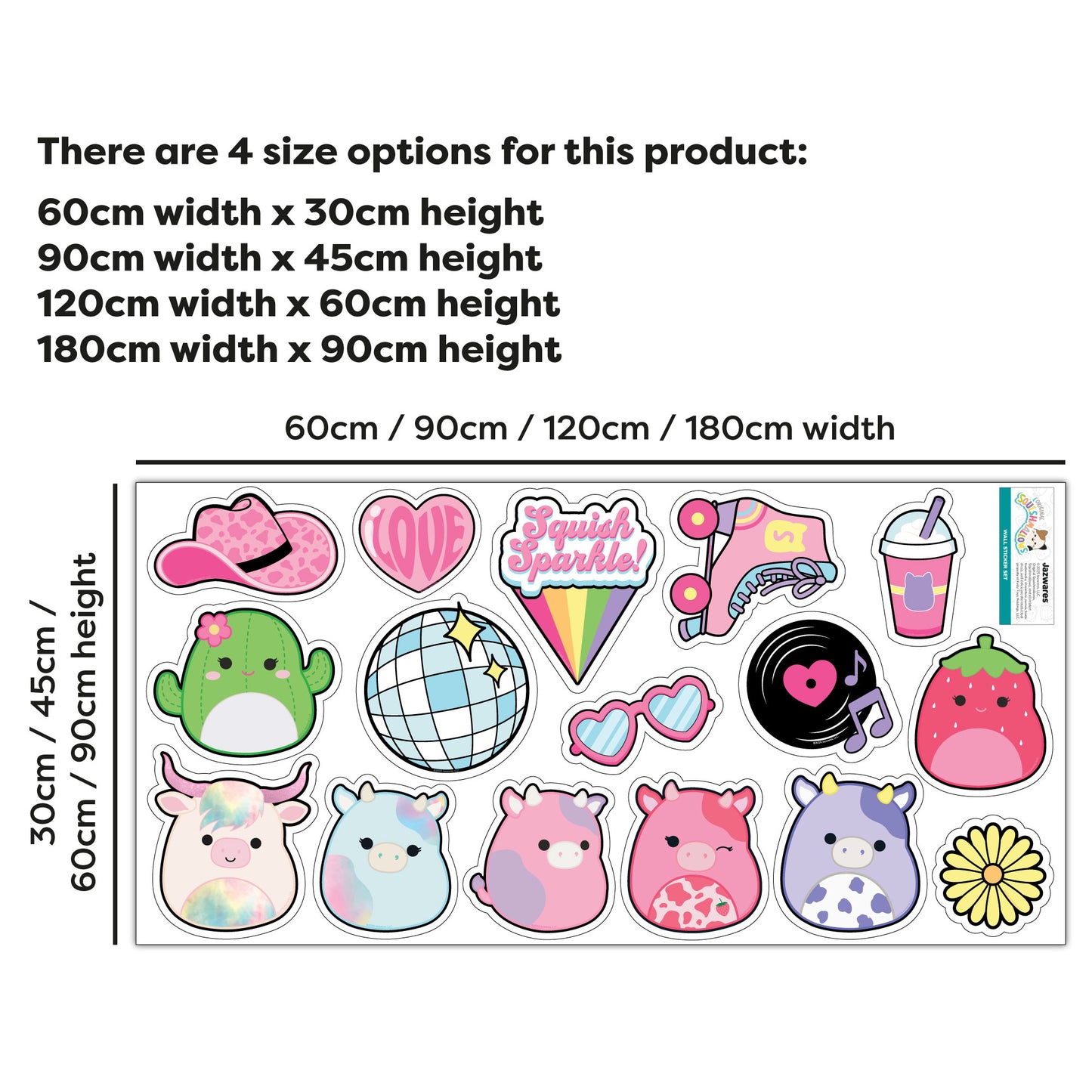 Squishmallows Wall Sticker - Squish Sparkle Decal Set Wall Art