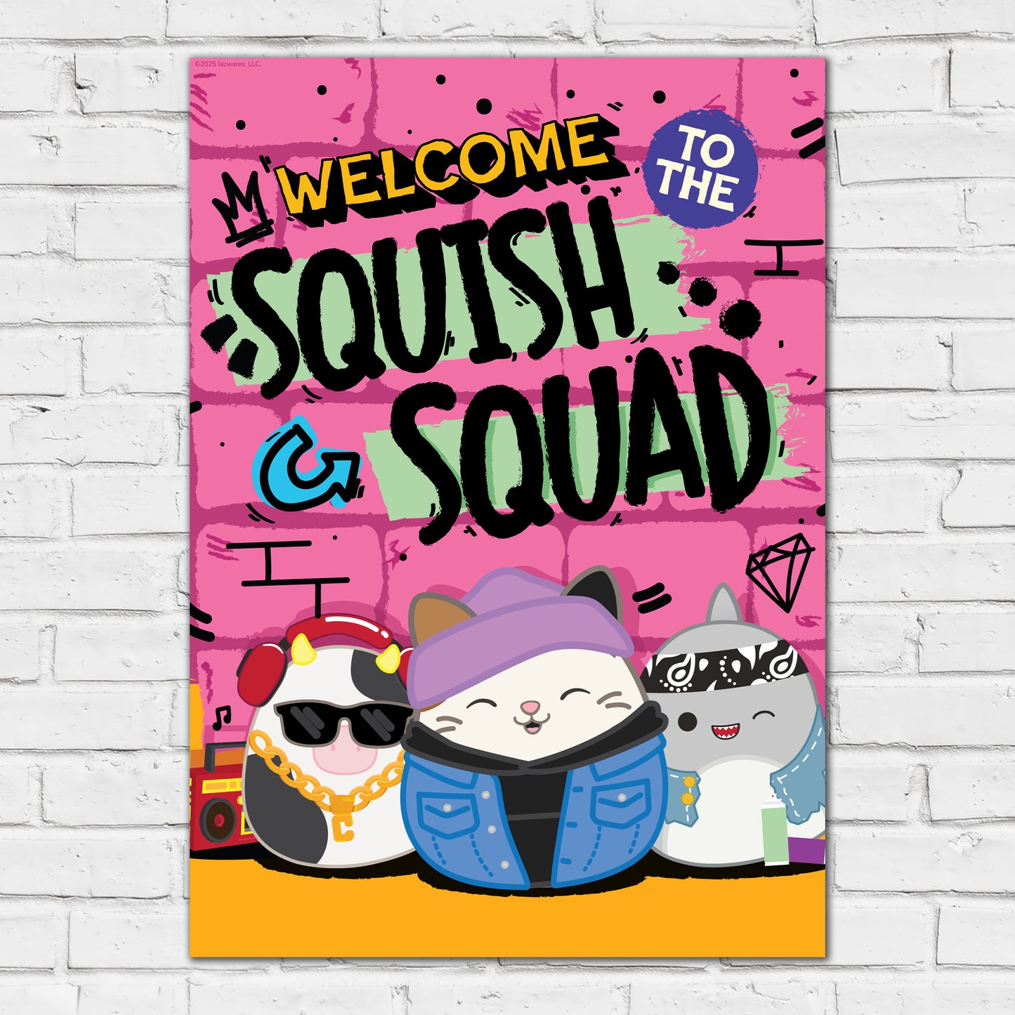 Squishmallows Print - Welcome To The Squish Squad Graffiti Poster Wall Art