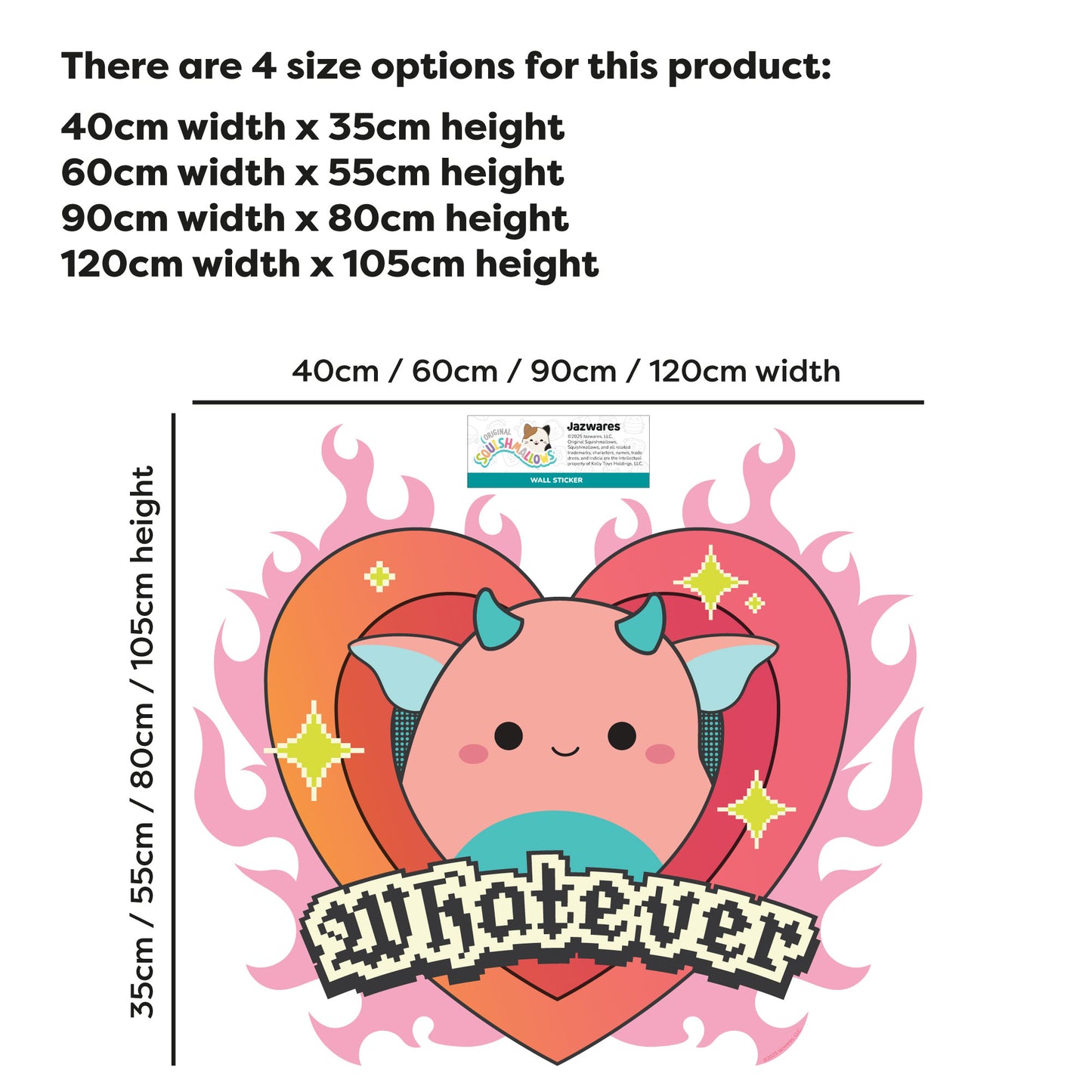 Squishmallows Wall Sticker - Whatever Flaming Heart Decal Wall Art