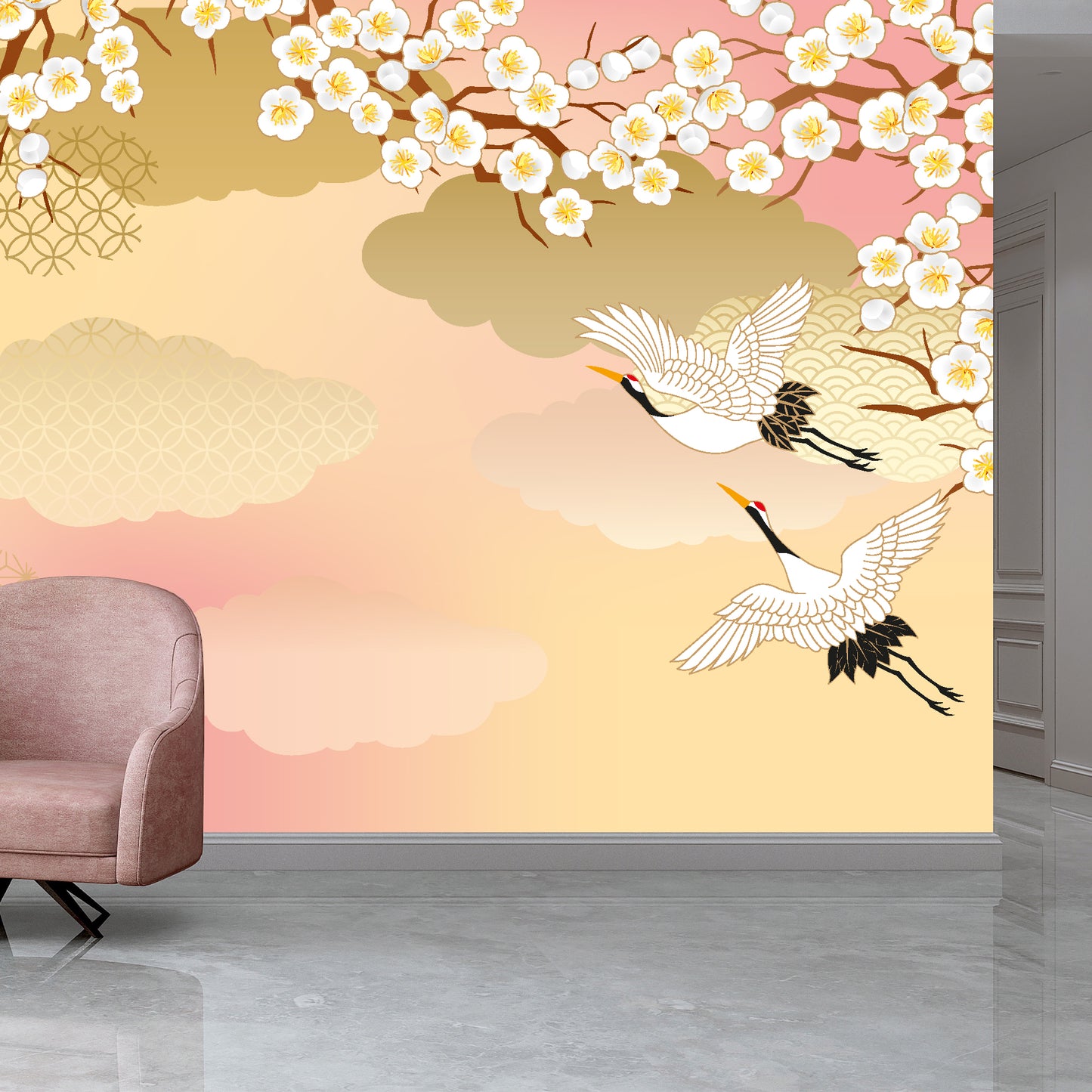 Stalks And Florals Full Wall Mural