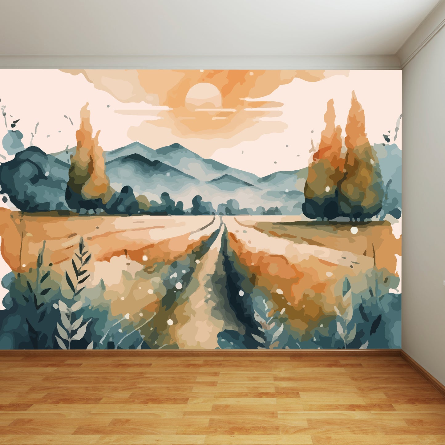 Sunset Meadow Full Wall Mural
