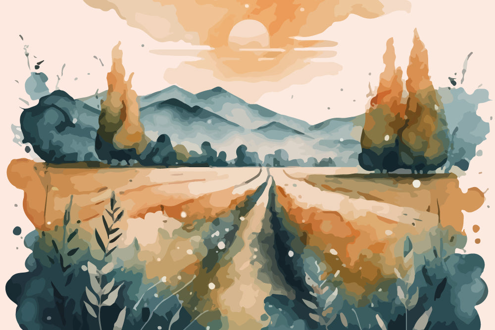 Sunset Meadow Full Wall Mural