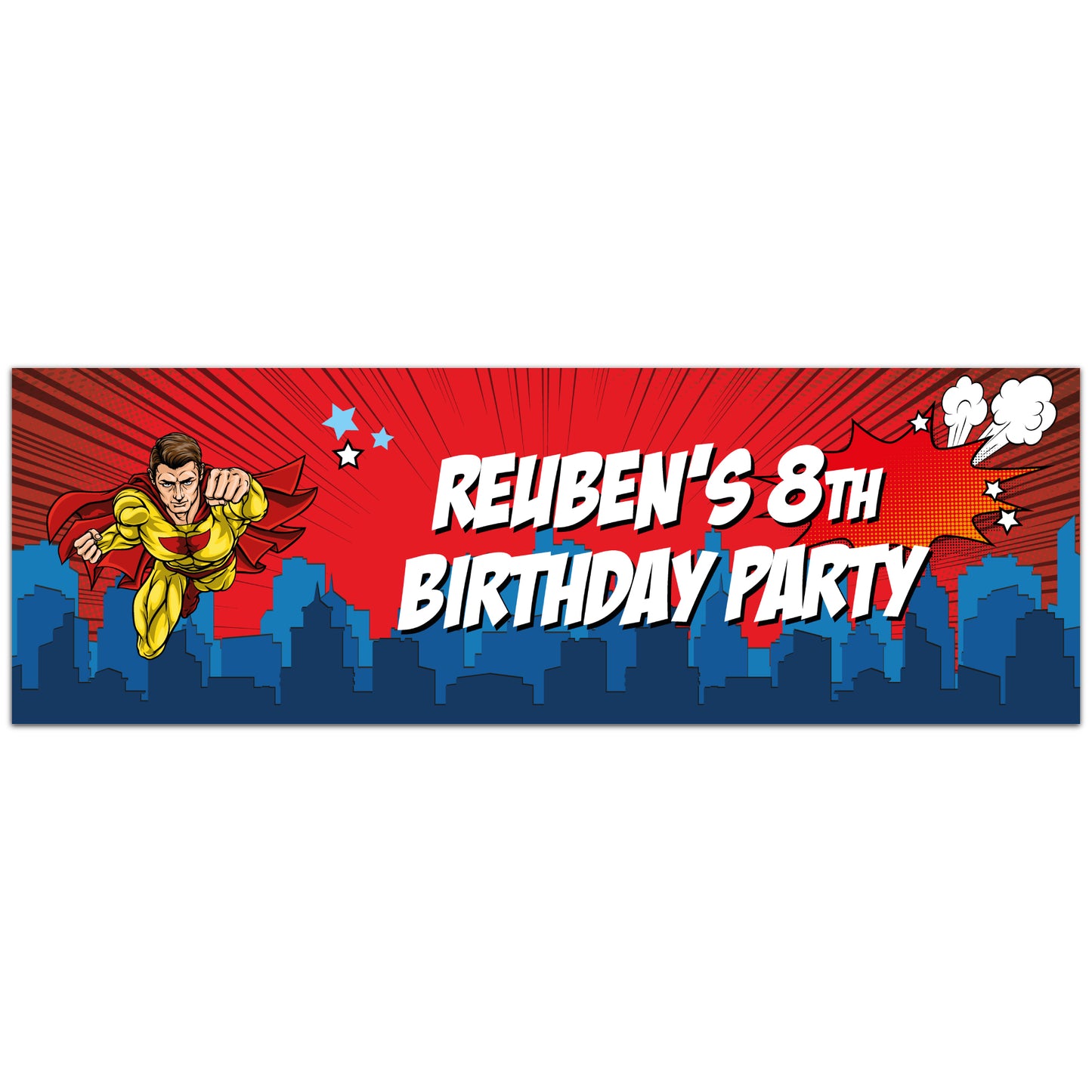 Superhero Birthday – Great Power Personalised Banner Wall Sticker