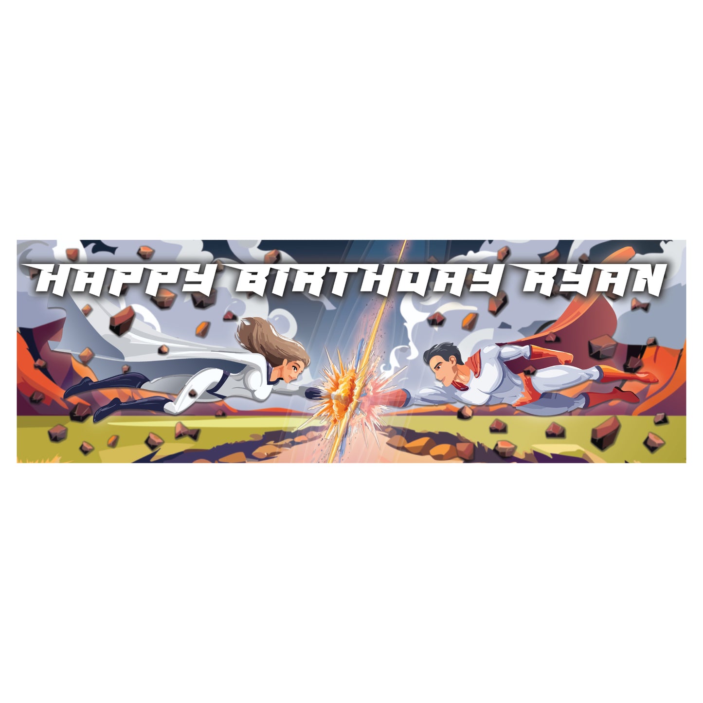 Superhero Birthday – Super Shockwave Personalised Banner Wall Sticker