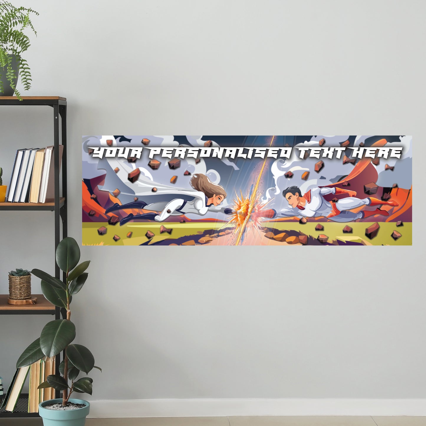 Superhero Birthday – Super Shockwave Personalised Banner Wall Sticker