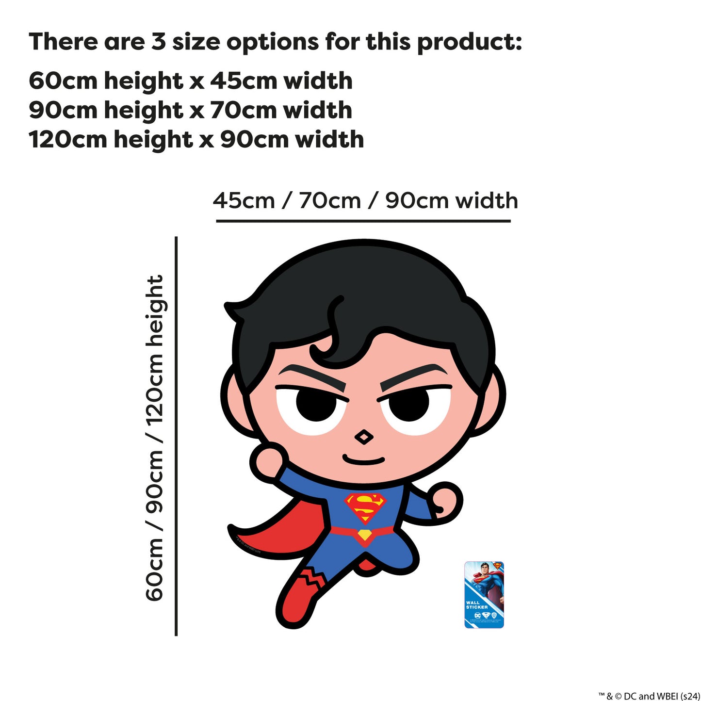 Superman Wall Sticker - Cutesy Character Icon Wall Decal DC Superhero Art