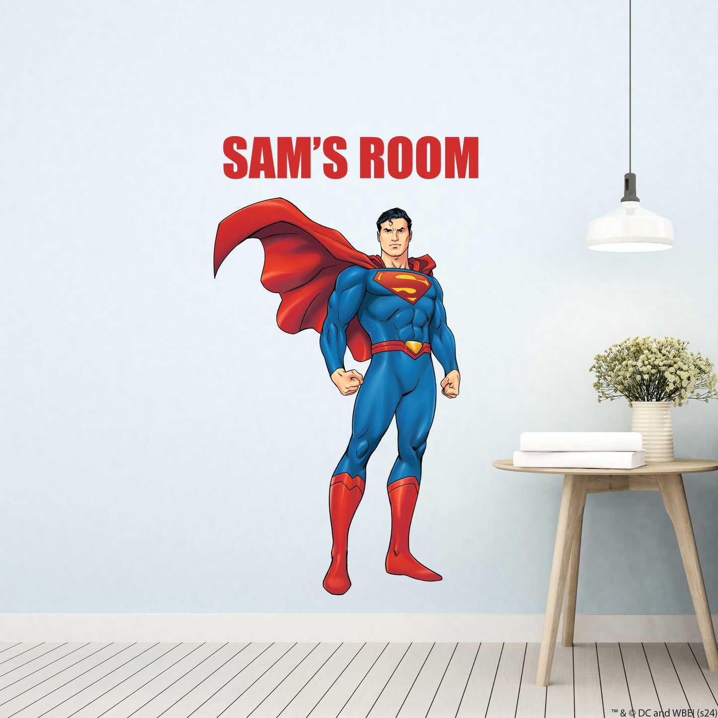 Superman Wall Sticker - Stood with Cape Blowing Personalised Wall Decal DC Superhero Art