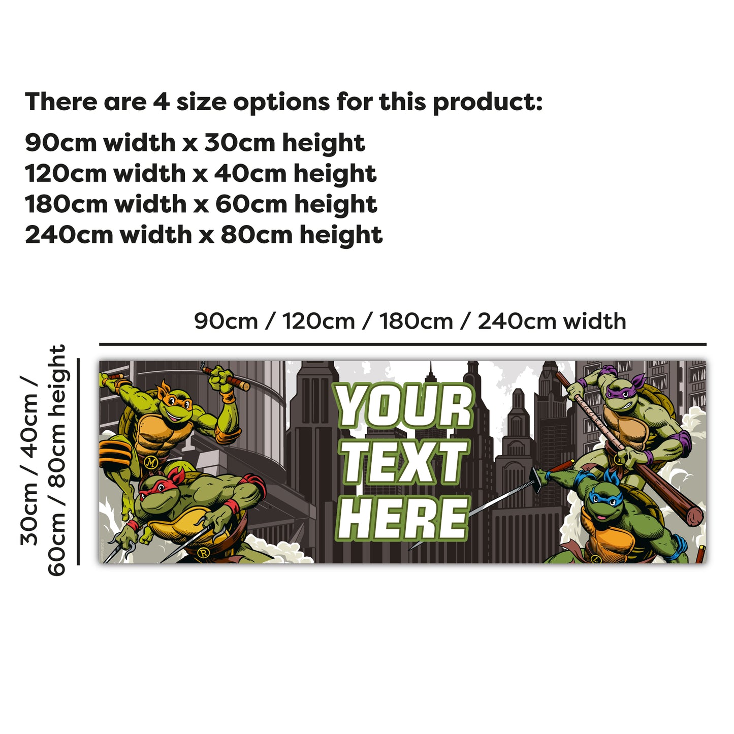 Teenage Mutant Ninja Turtles Birthday - Group City Personalised Banner Wall Sticker