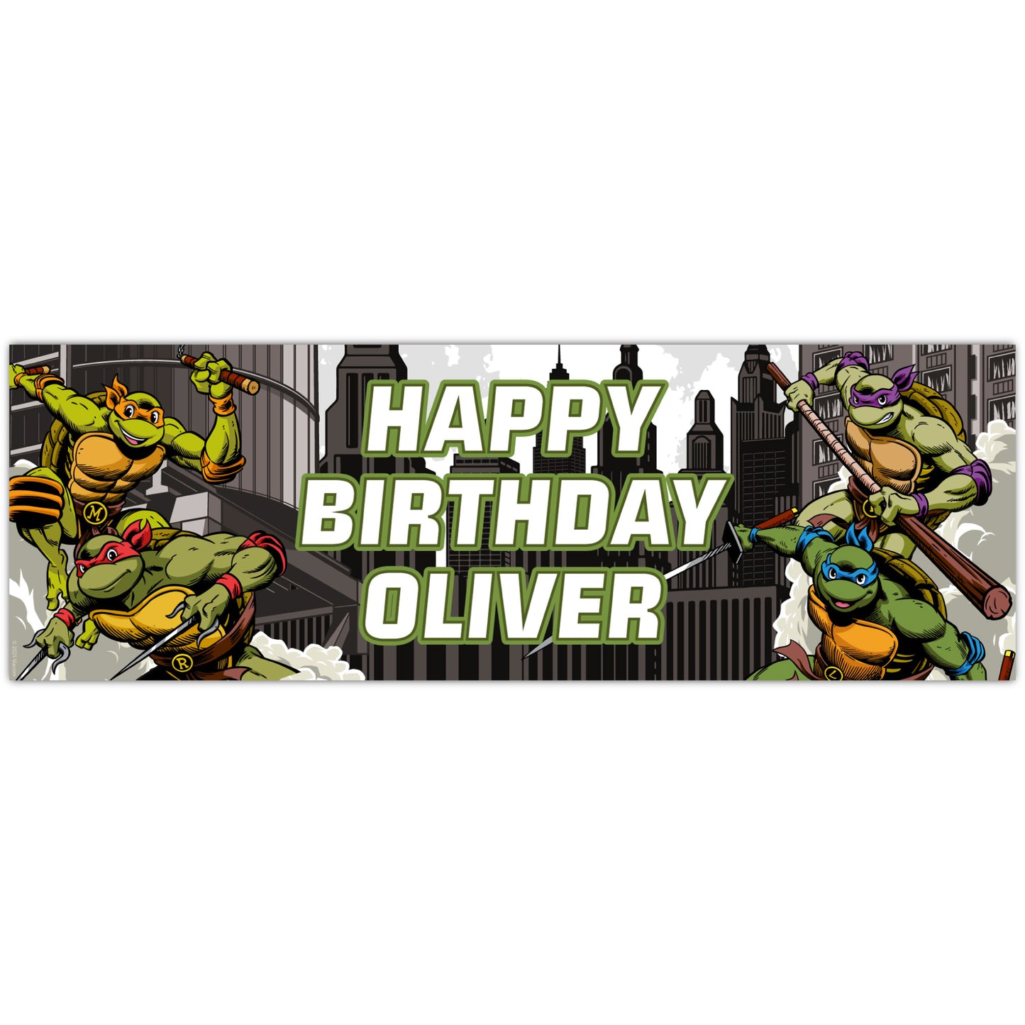 Teenage Mutant Ninja Turtles Birthday - Group City Personalised Banner Wall Sticker