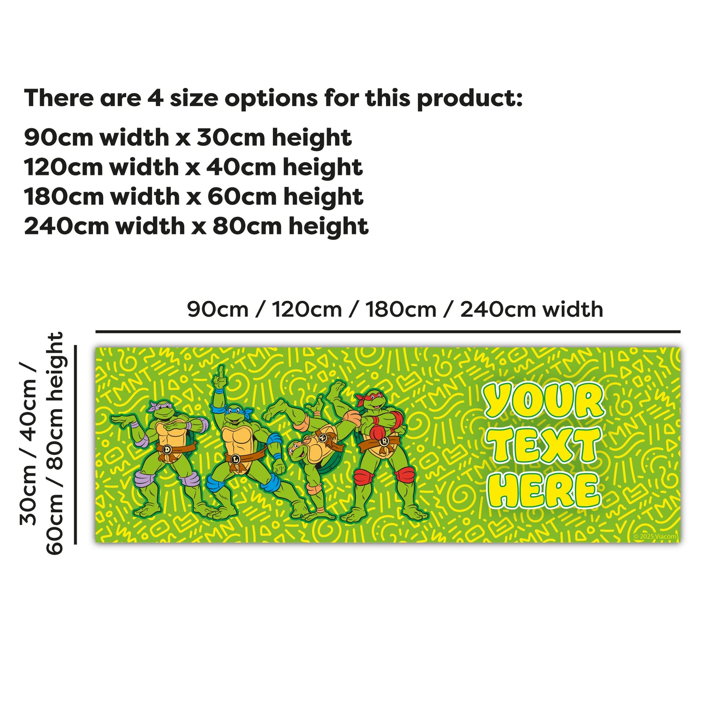 Teenage Mutant Ninja Turtles Birthday - Group Dancing Personalised Banner Wall Sticker