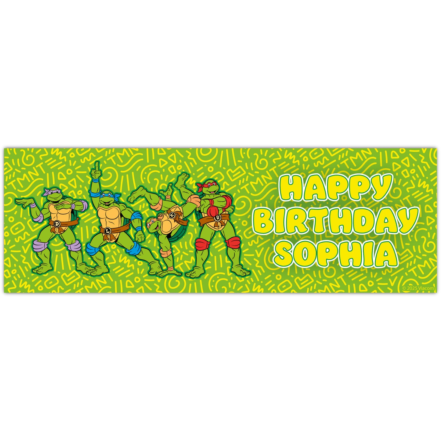Teenage Mutant Ninja Turtles Birthday - Group Dancing Personalised Banner Wall Sticker