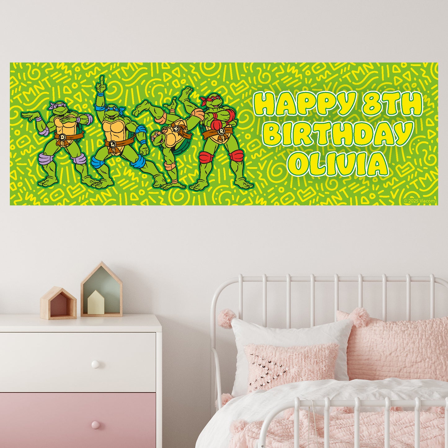 Teenage Mutant Ninja Turtles Birthday - Group Dancing Personalised Banner Wall Sticker