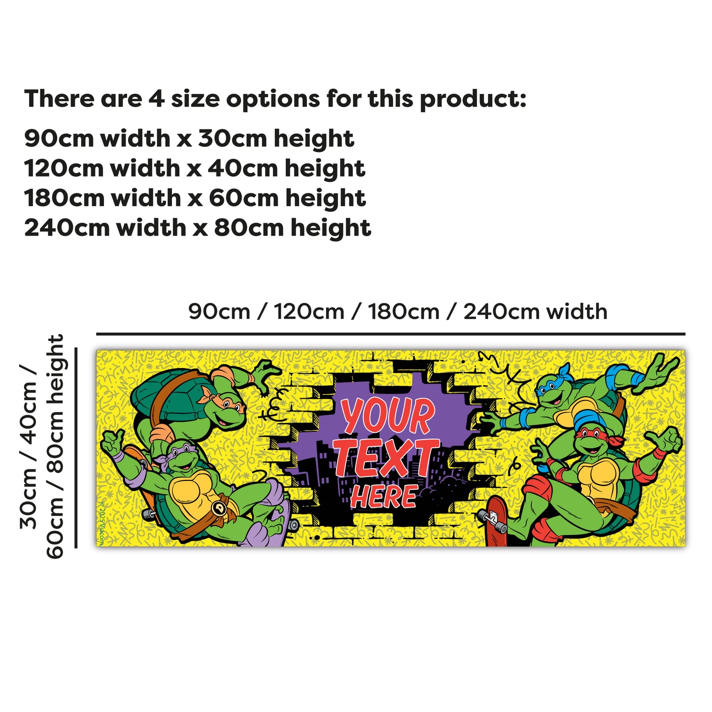 Teenage Mutant Ninja Turtles Birthday - Hole In The Wall Personalised Banner Wall Sticker