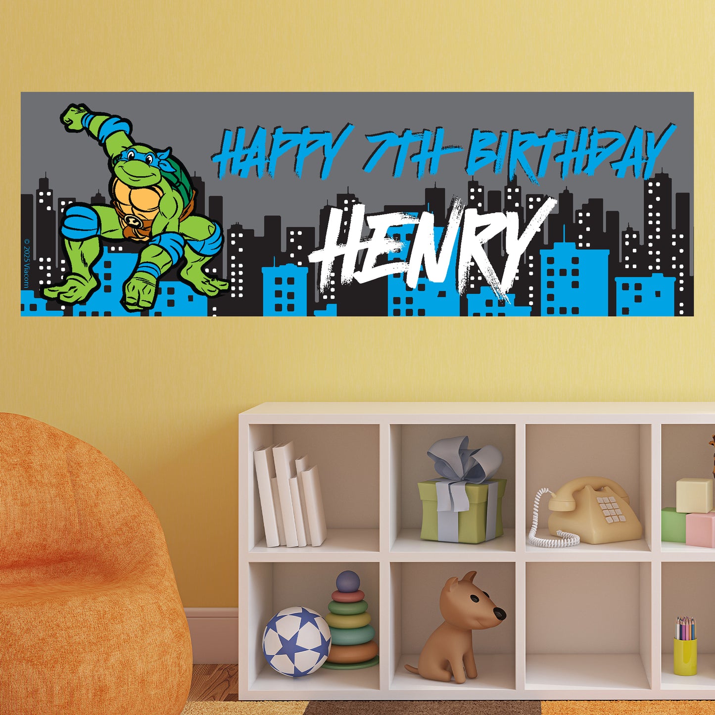 Teenage Mutant Ninja Turtles Birthday - Leo Personalised Banner Wall Sticker
