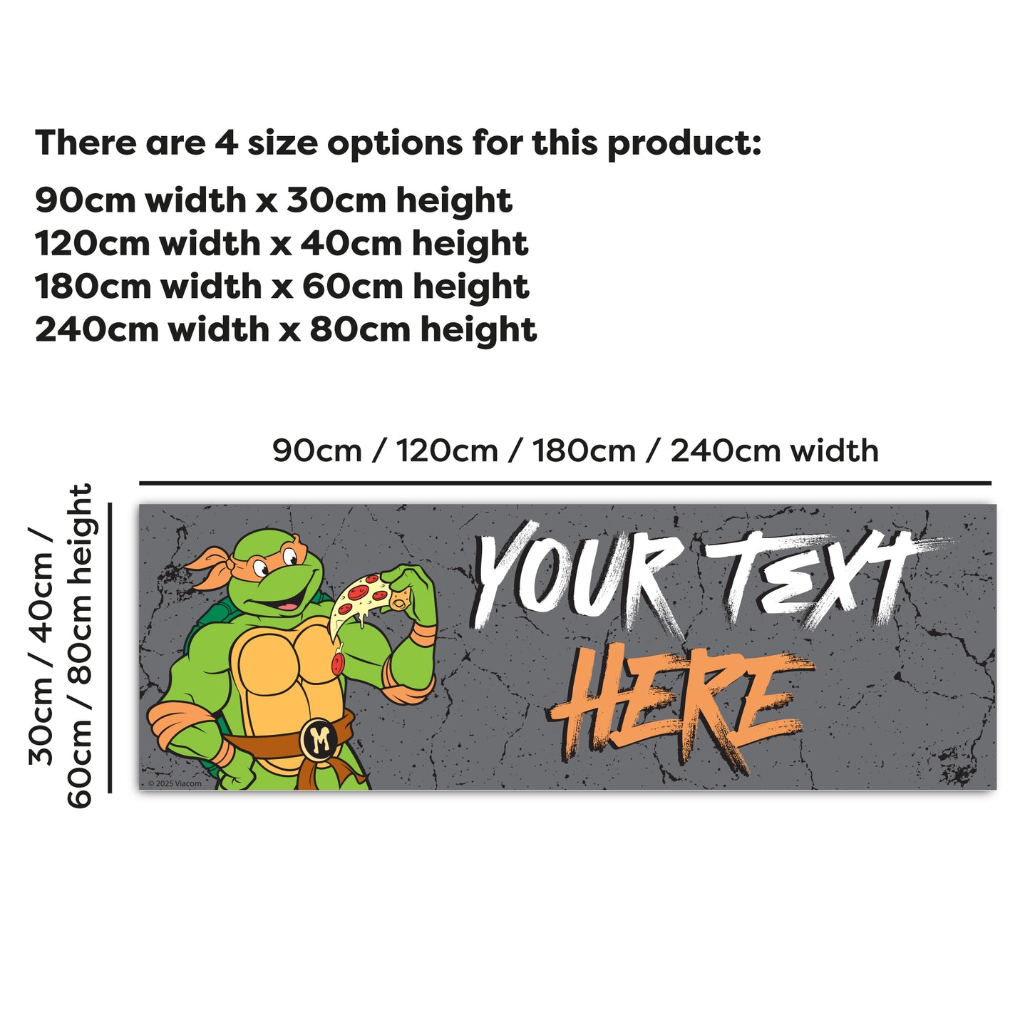 Teenage Mutant Ninja Turtles Birthday - Mikey Personalised Banner Wall Sticker