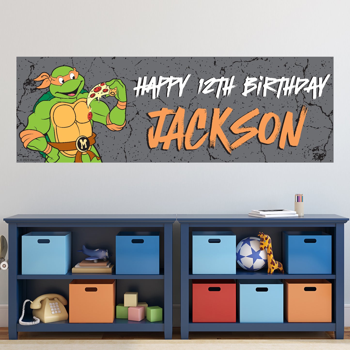 Teenage Mutant Ninja Turtles Birthday - Mikey Personalised Banner Wall Sticker