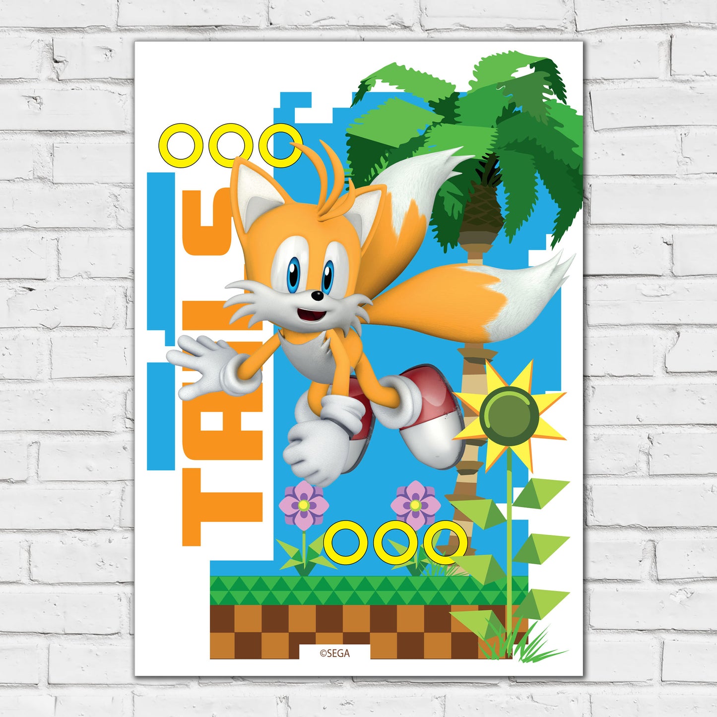 Sonic The Hedgehog Print - Tails Green Hill Zone Graphic Poster Wall Art