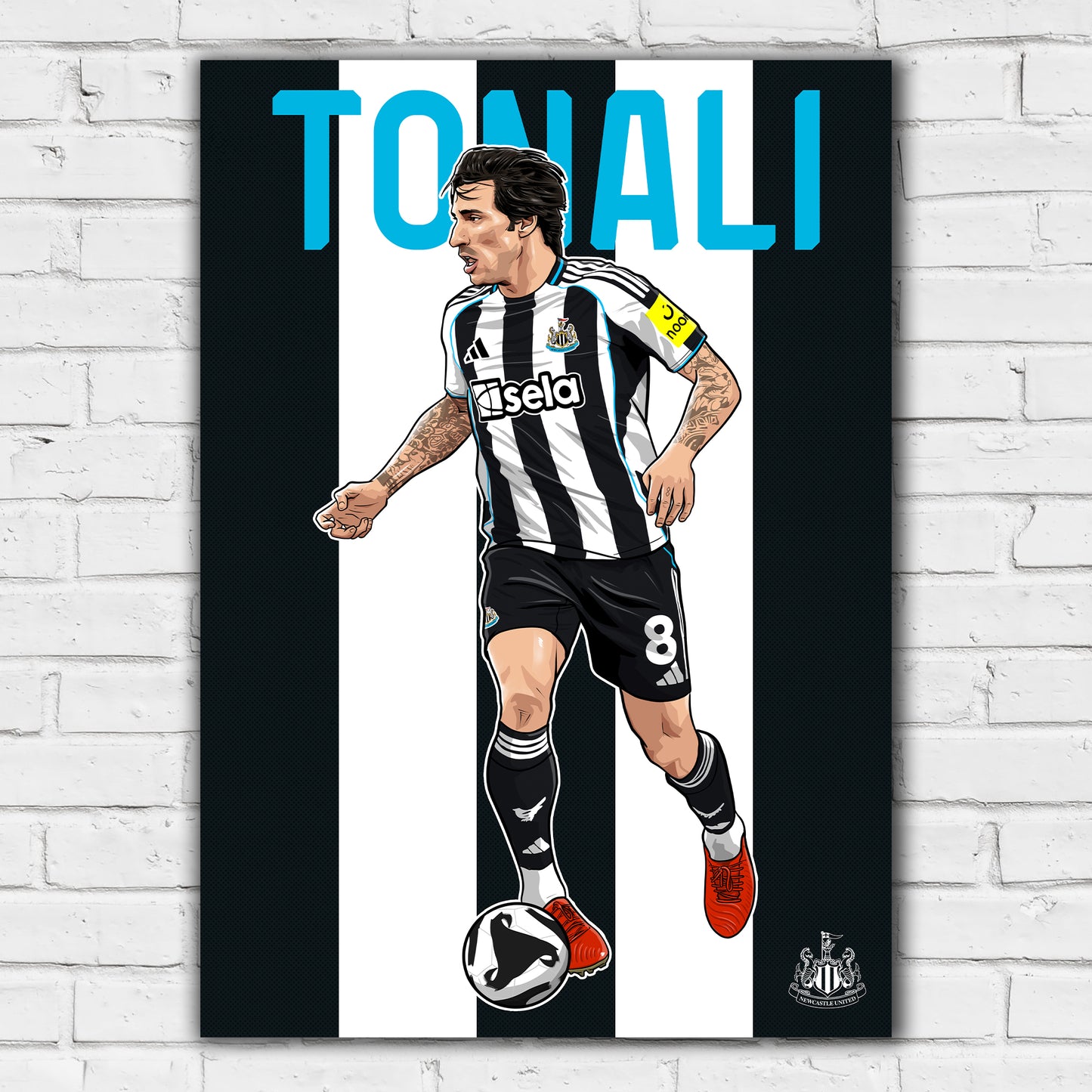 Newcastle United FC Print - Tonali Illustration Poster Football Wall Art