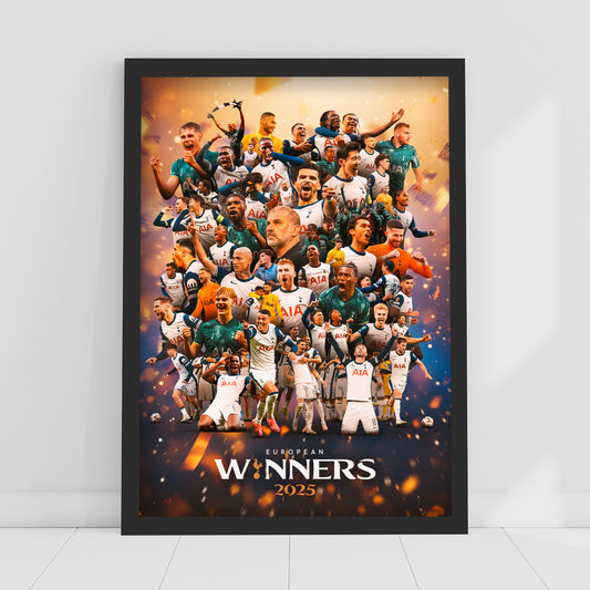 Tottenham Hotspur Print - European Winners 2025 Collage Poster