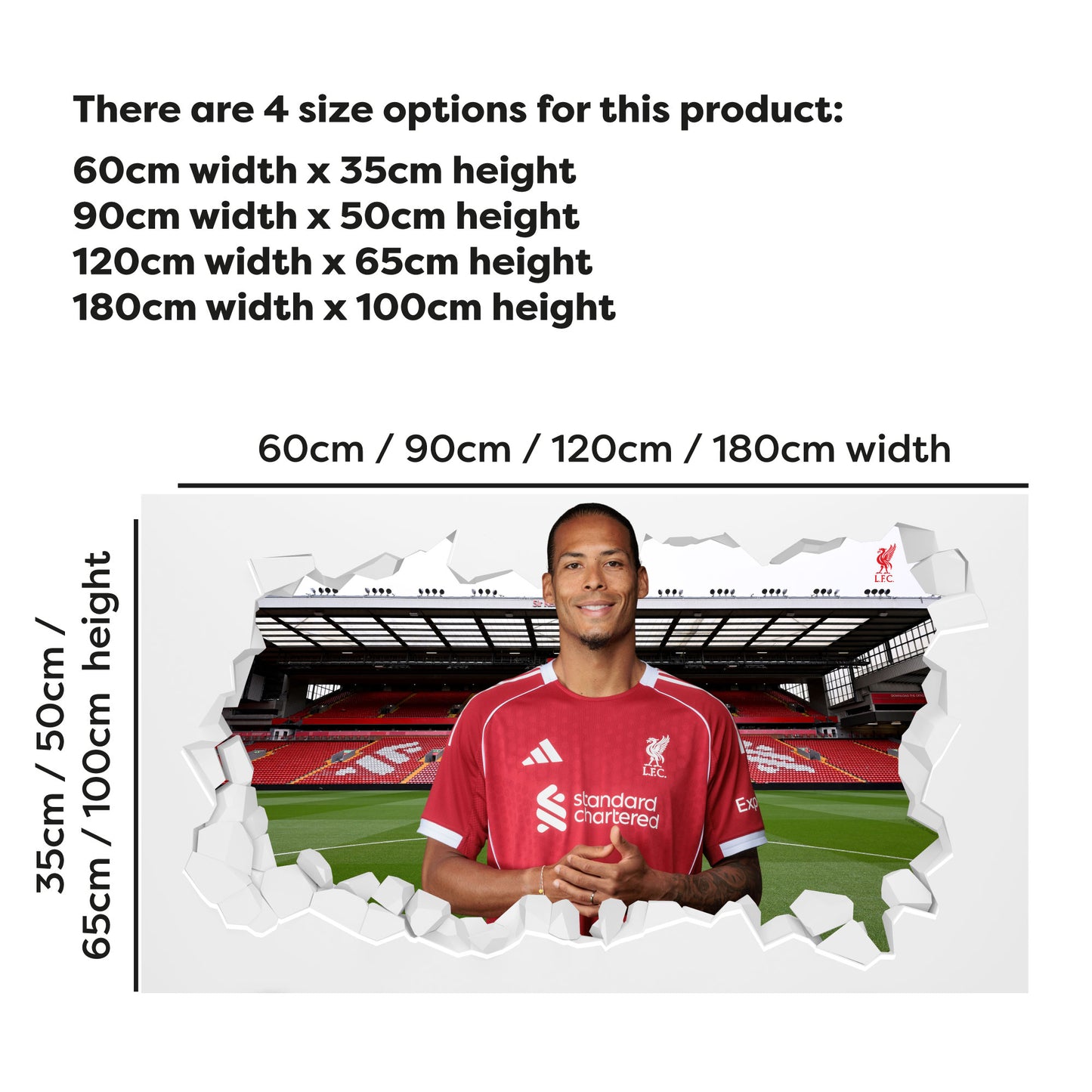Liverpool FC Wall Sticker - Van Dijk 25/26 Broken Wall