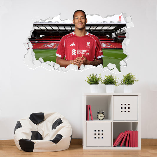 Liverpool FC Wall Sticker - Van Dijk 25/26 Broken Wall