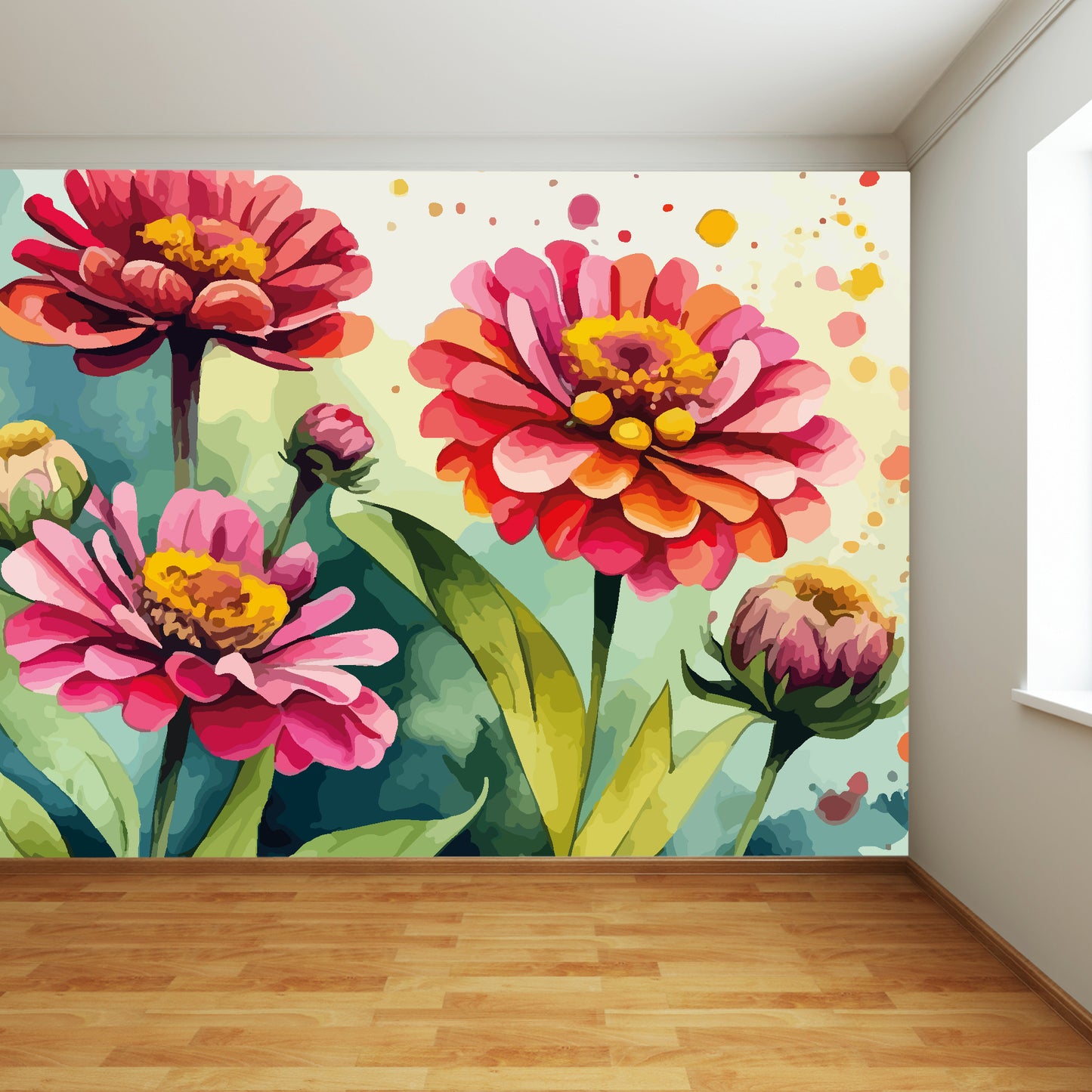 Vibrant Flowers Full Wall Mural