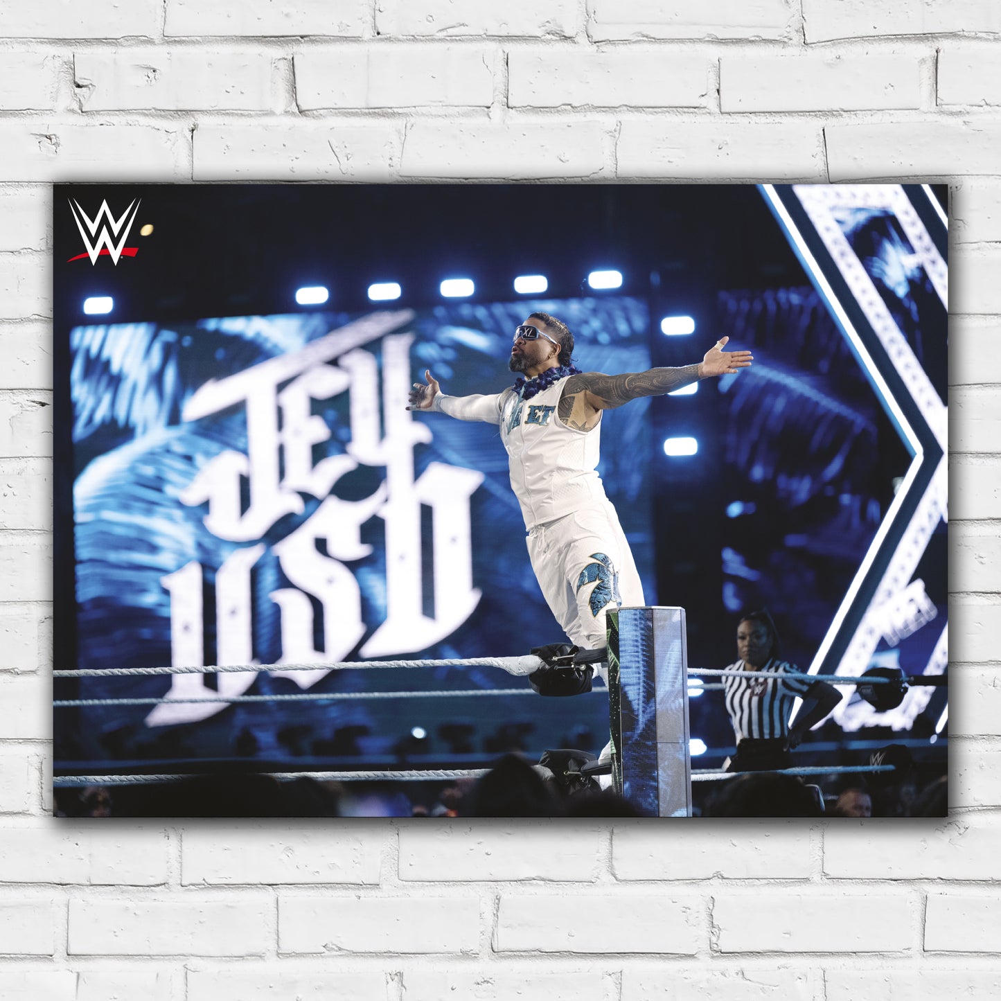 WWE Print - Jey Uso on Ring Ropes WrestleMania Poster Wrestling Wall Art