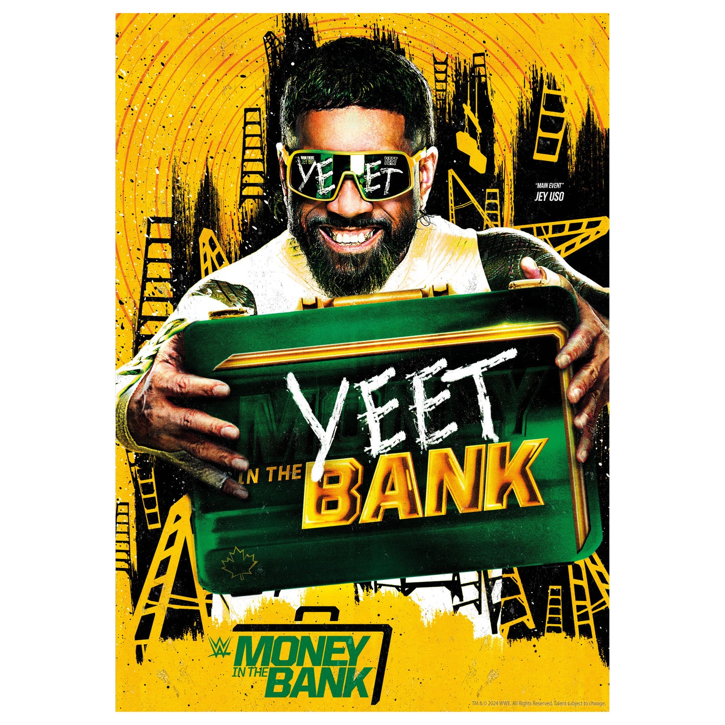 WWE Print - Money in the Bank Jey Uso Yeet Poster Wrestling Wall Art