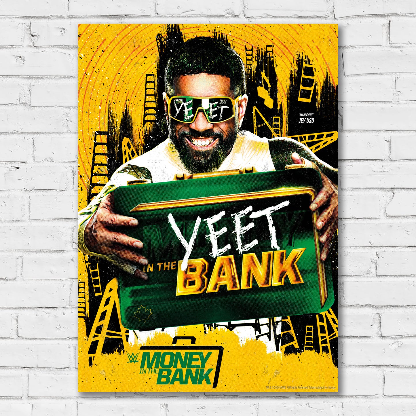 WWE Print - Money in the Bank Jey Uso Yeet Poster Wrestling Wall Art