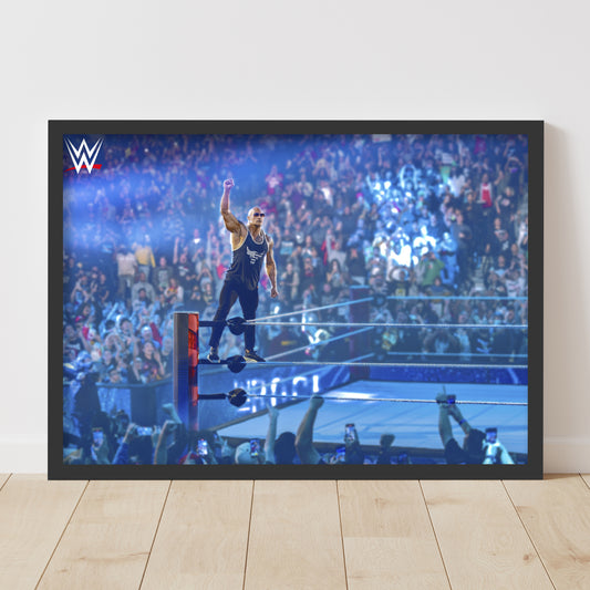 WWE Print - The Rock Stood on Ring Ropes Poster Wrestling Wall Art