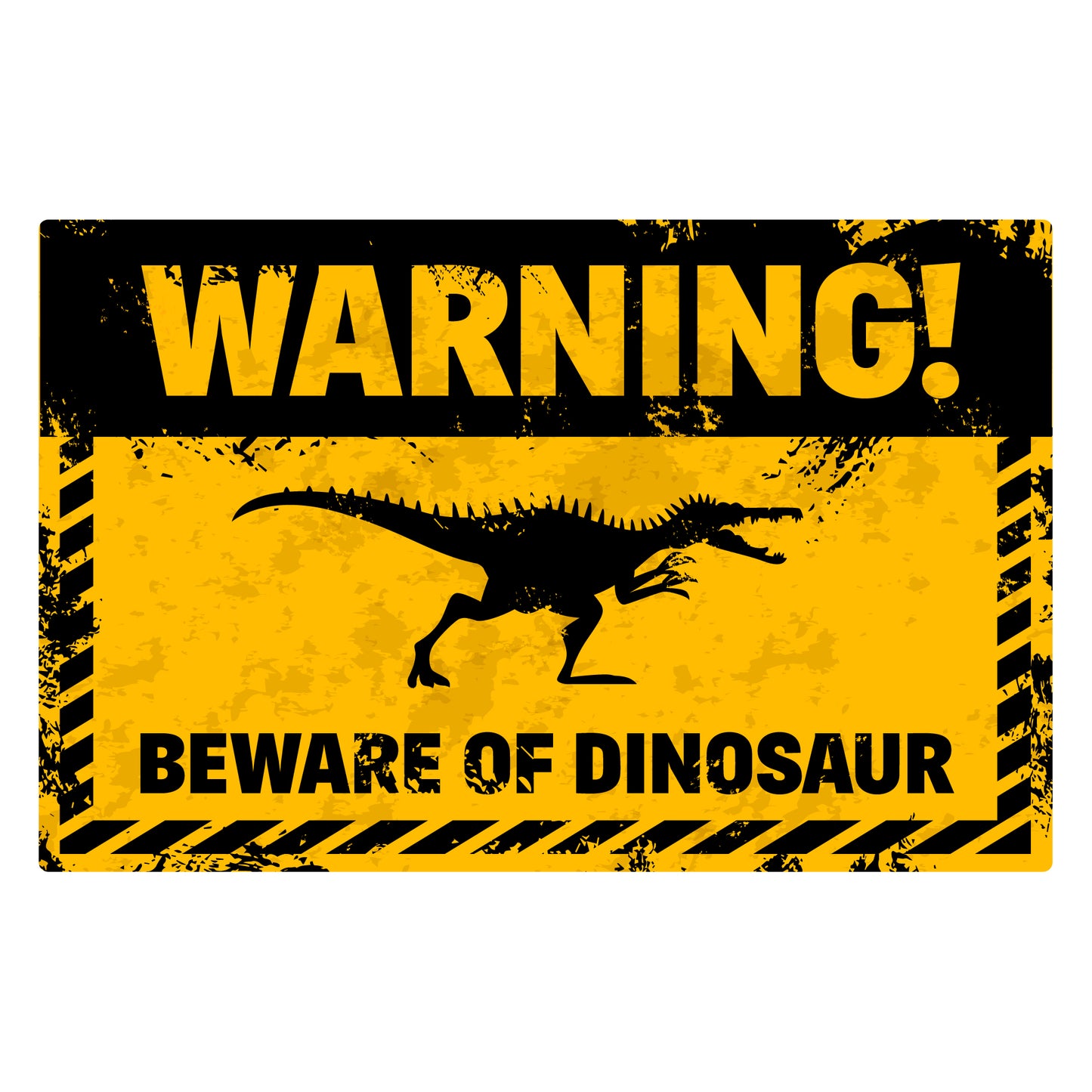 Warning Sign Wall Sticker - Warning Beware Of Dinosaur Decal Wall Art