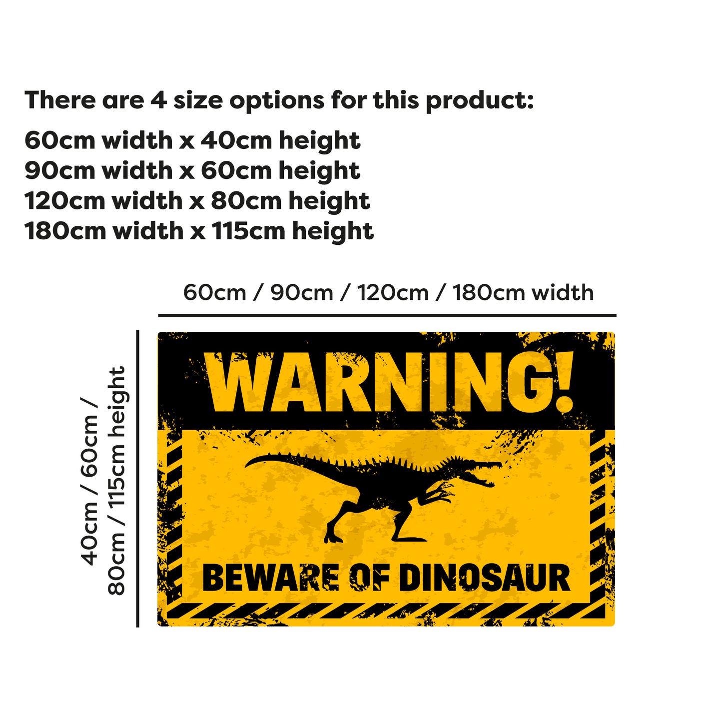 Warning Sign Wall Sticker - Warning Beware Of Dinosaur Decal Wall Art