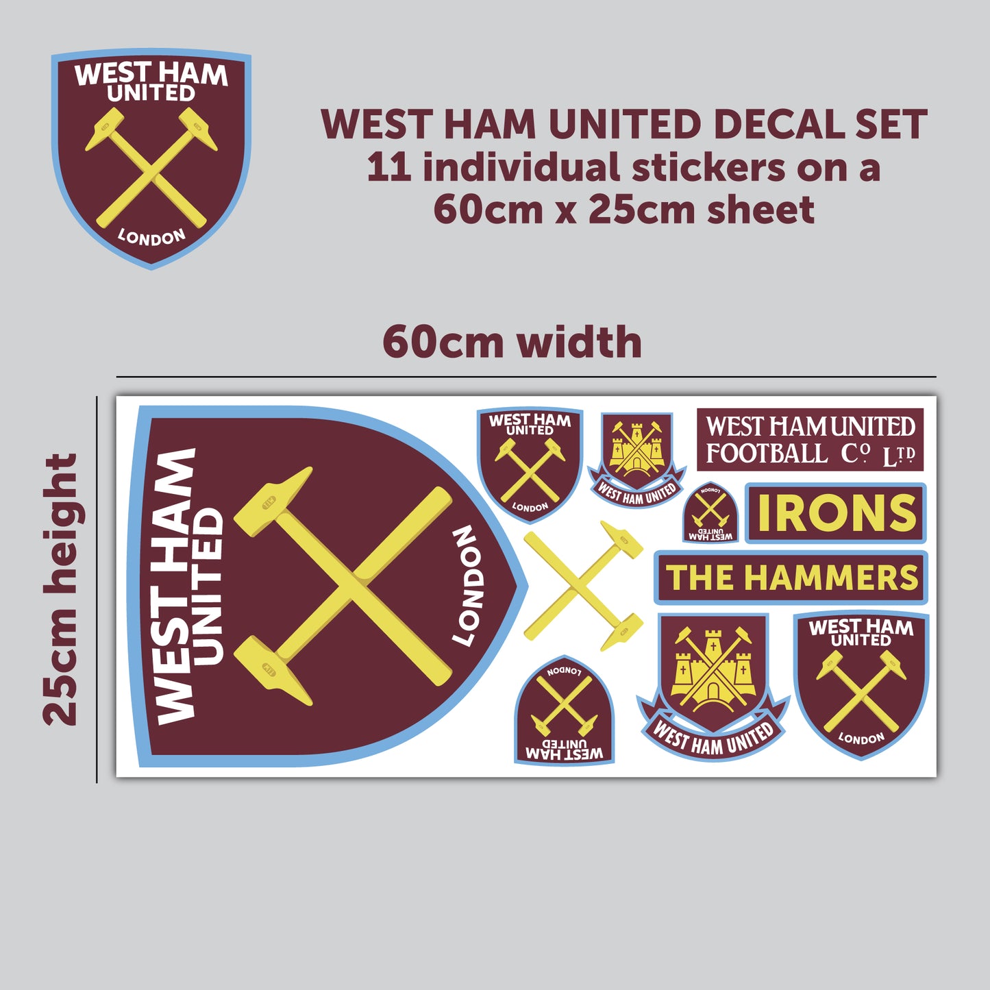 West Ham United Football Club - Decal Sticker Set