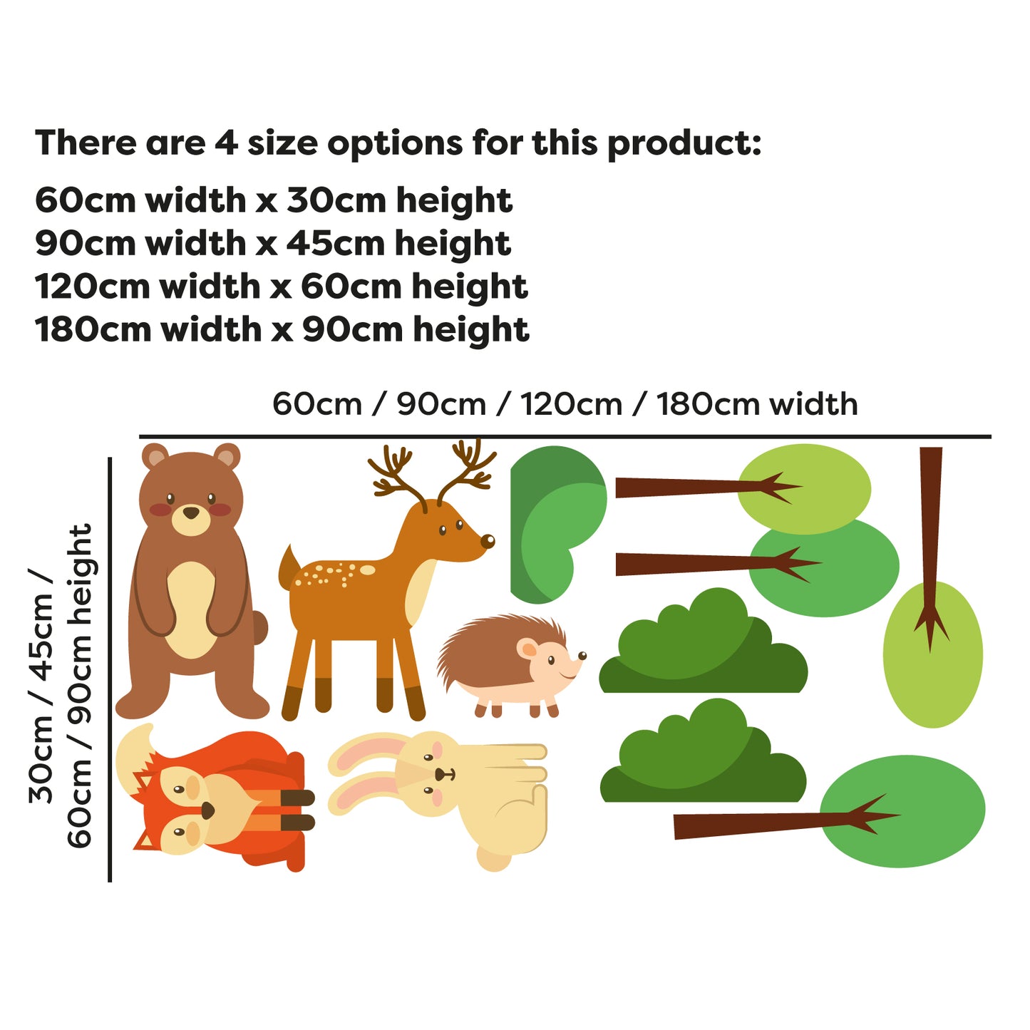 Woodland Wall Sticker - Woodland Animals And Trees Wall Sticker Decal Set