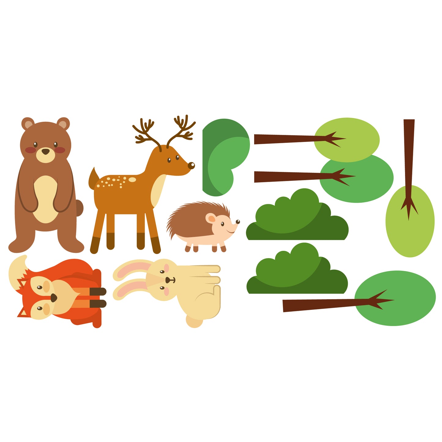 Woodland Wall Sticker - Woodland Animals And Trees Wall Sticker Decal Set