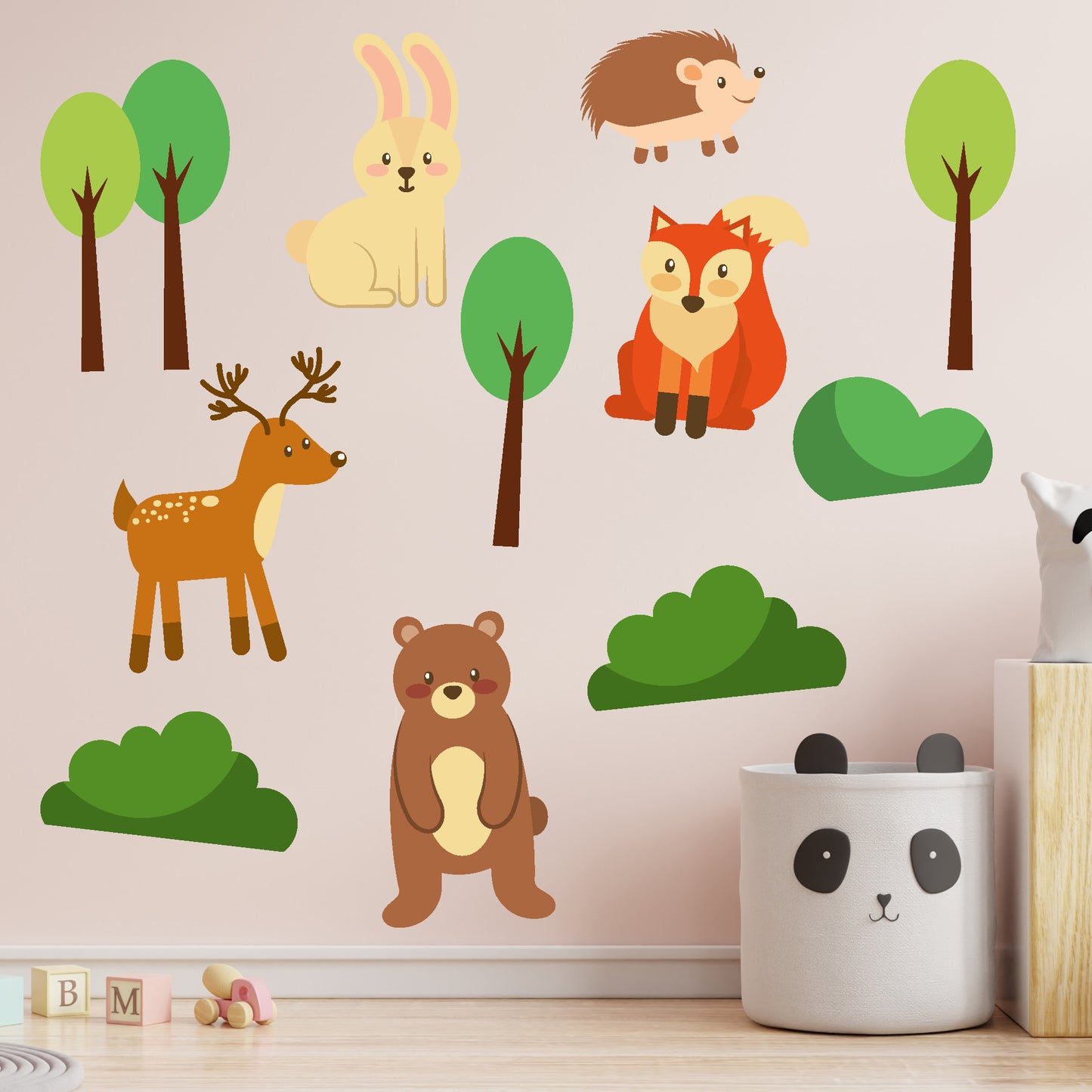 Woodland Wall Sticker - Woodland Animals And Trees Wall Sticker Decal Set
