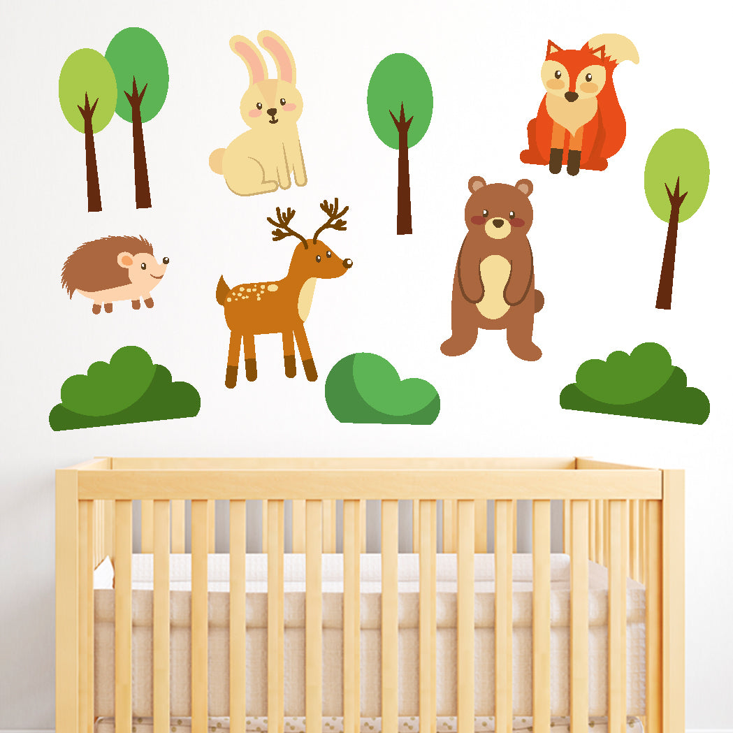 Woodland Wall Sticker - Woodland Animals And Trees Wall Sticker Decal Set