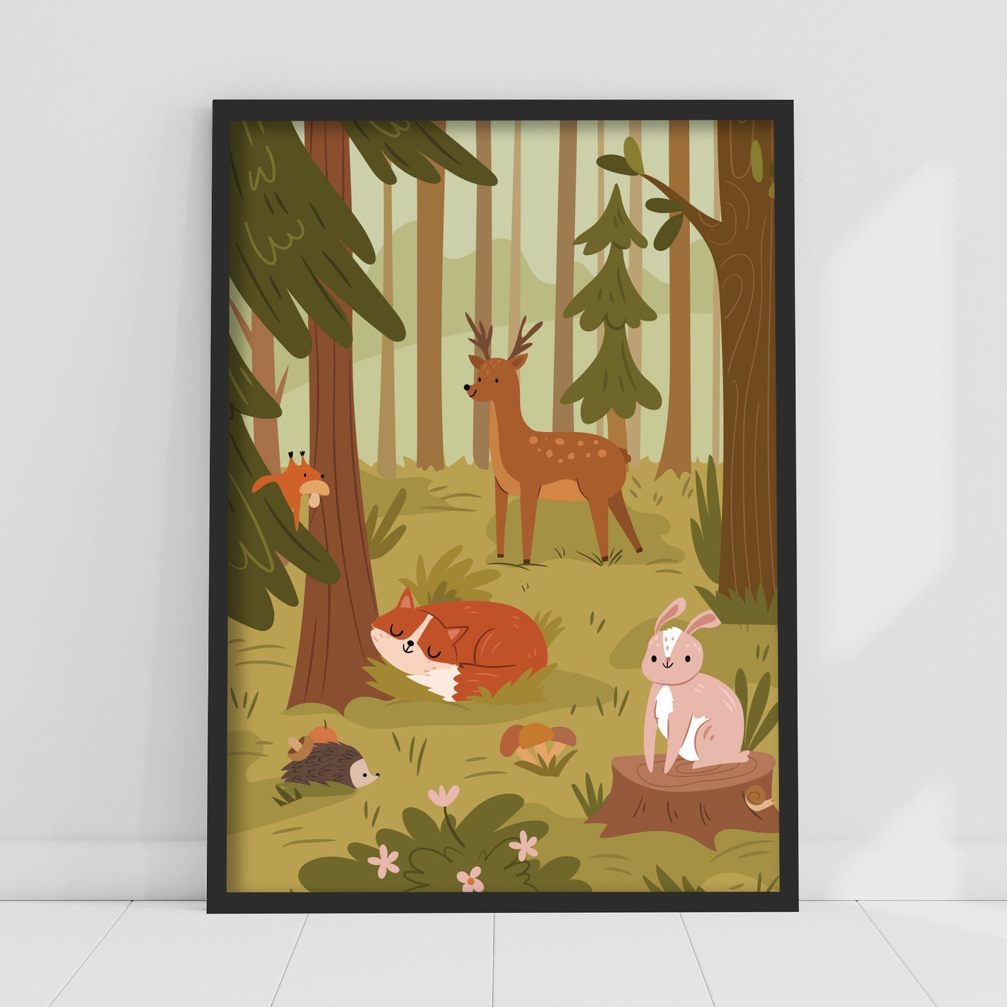 Woodland Print - Wild Forest Animals in the Trees Poster Wall Art