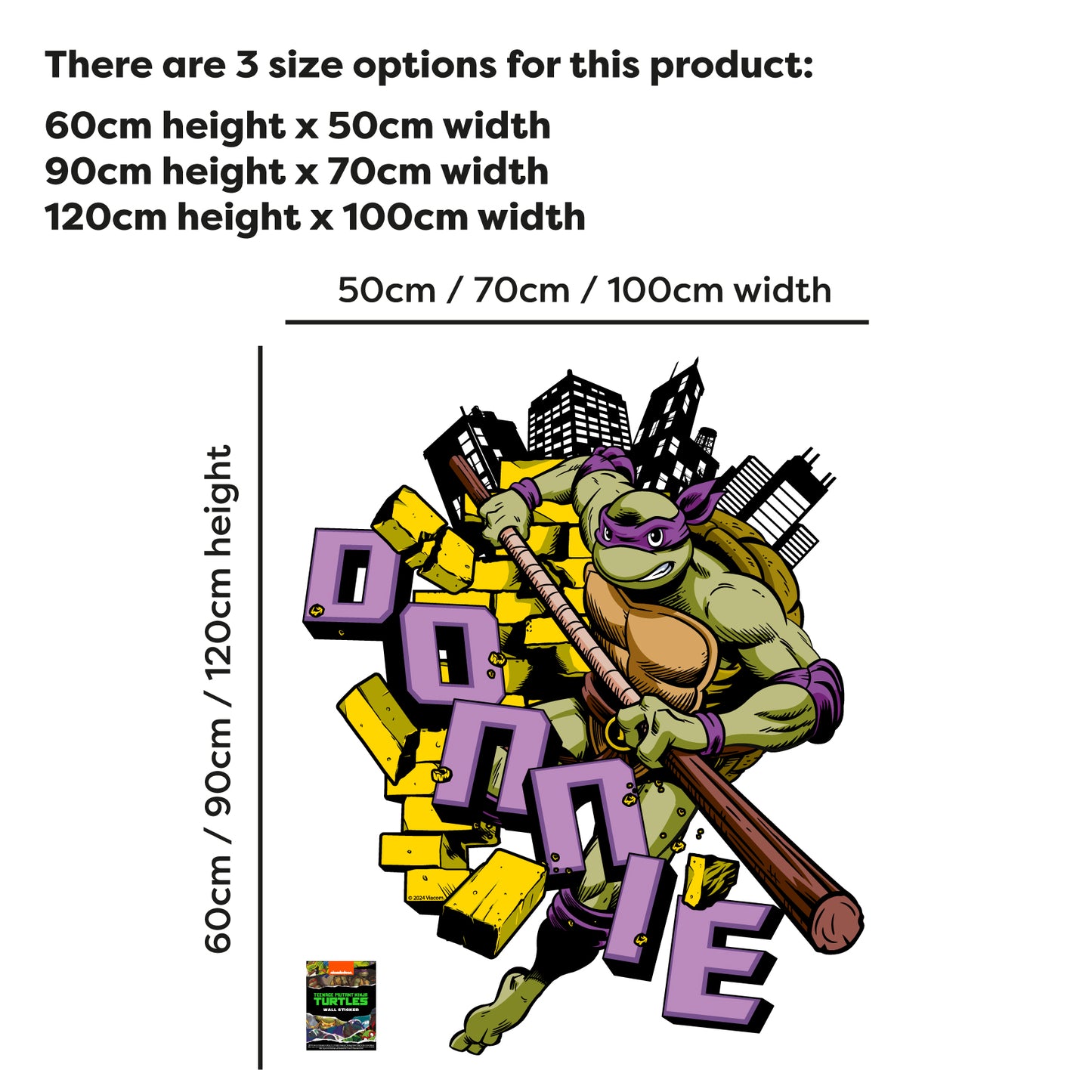 Teenage Mutant Ninja Turtles Wall Sticker - Donnie Jumping Through Bricks Decal World of TMNT Art