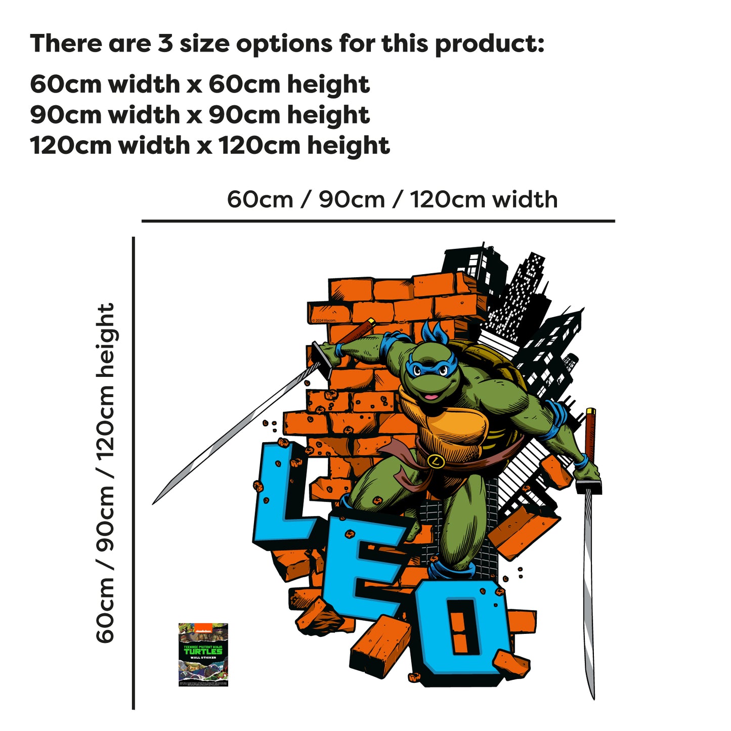 Teenage Mutant Ninja Turtles Wall Sticker - Leo Jumping Through Bricks Decal TMNT Art