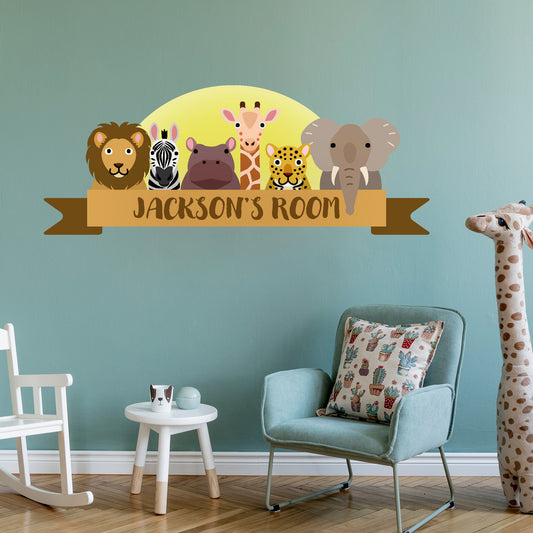 Animal Wall Sticker - Zoo Animals With Banner Wall Sticker Decal