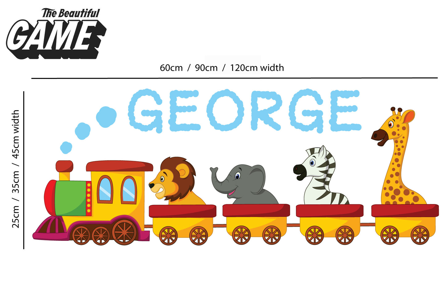 Animal Train and Personalised Name Wall Sticker