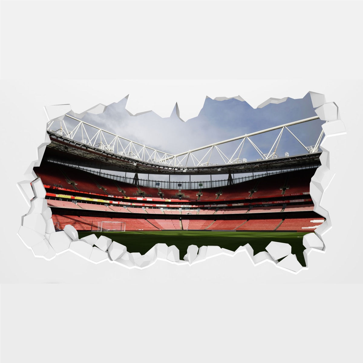 Arsenal FC - Empty Stadium Cloudy Sky Broken Wall Sticker