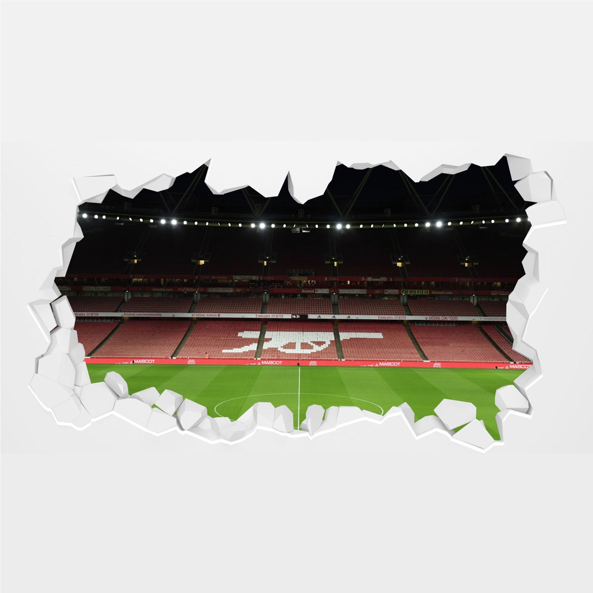 Arsenal FC - Stadium Night Time Cannon in Stands Broken Wall Sticker
