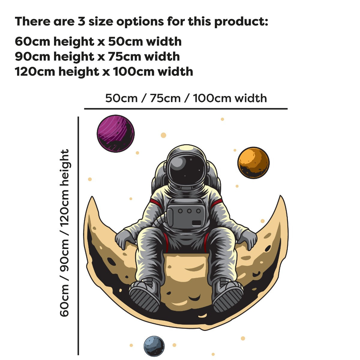 Space Wall Sticker - Astronaut Sat on Moon Cartoon