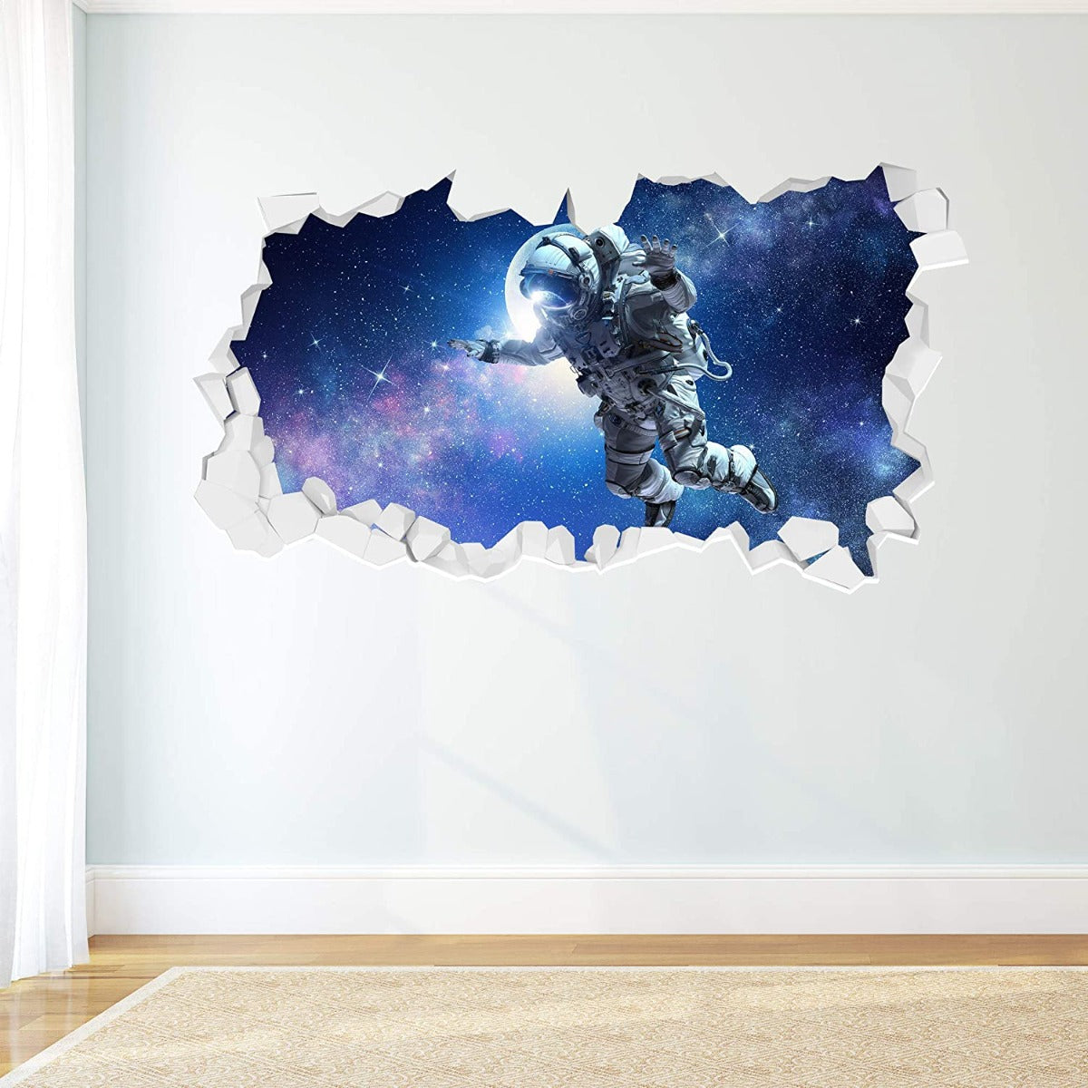 Astronaut in Space Broken Wall Sticker Decal