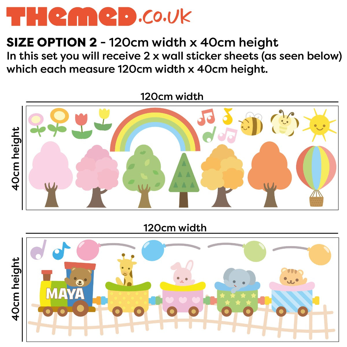 Personalised Baby Animal Train Wall Sticker Set
