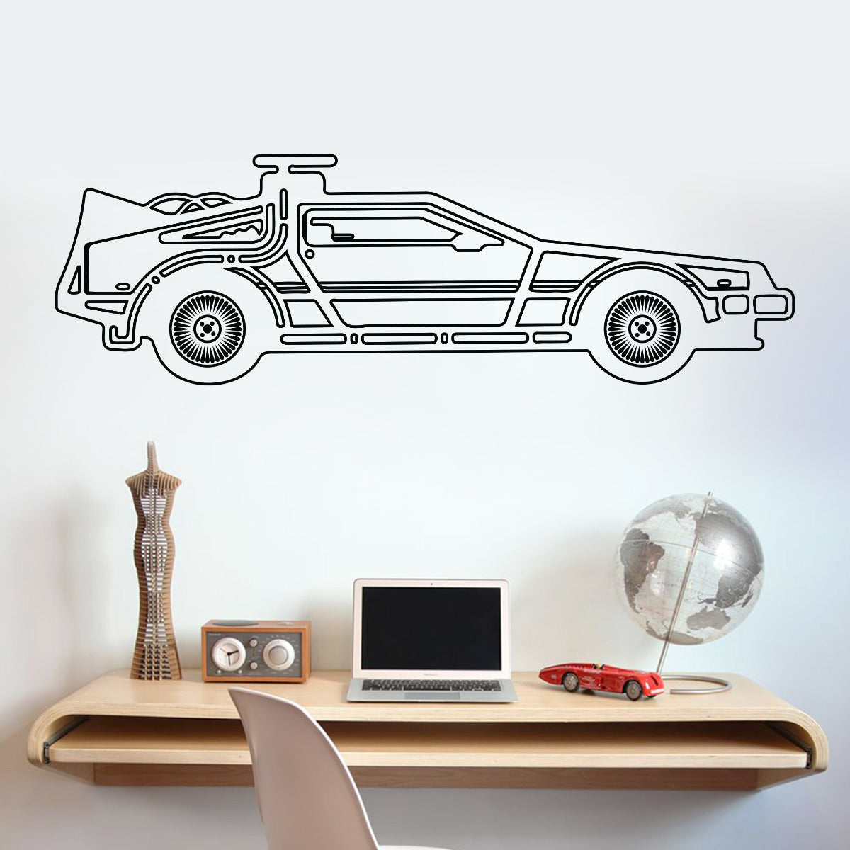 Back To The Future Wall Sticker Delorean Outline