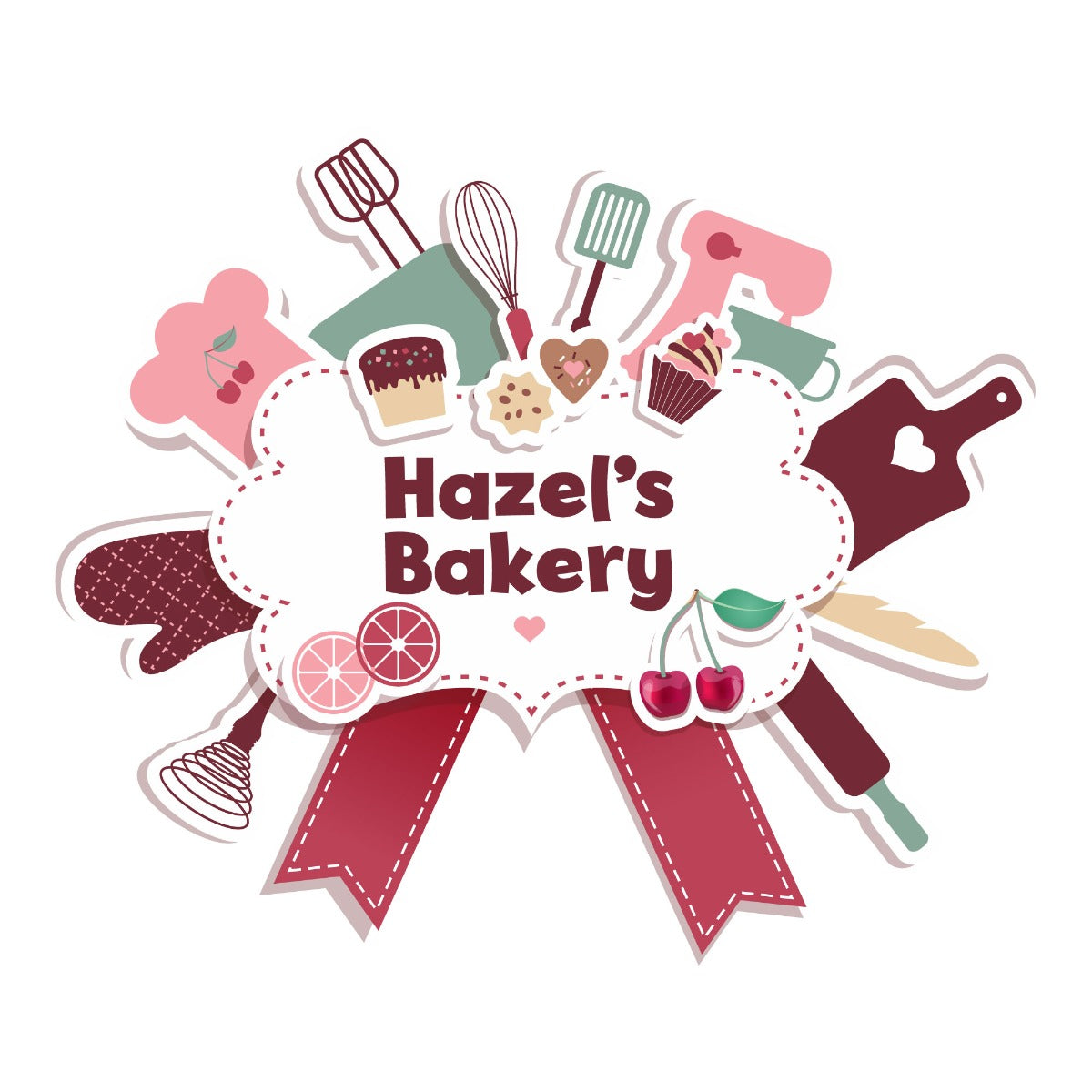 Kitchen Wall Sticker - Baking Bow Personalised Name
