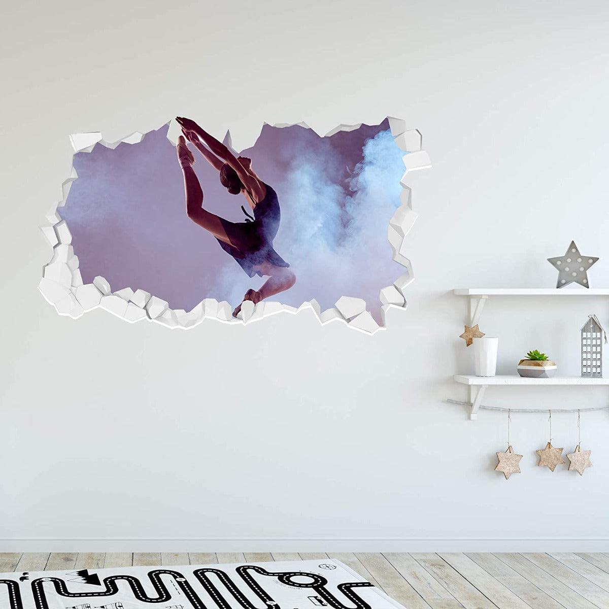 Ballerina Jump Broken Wall Sticker